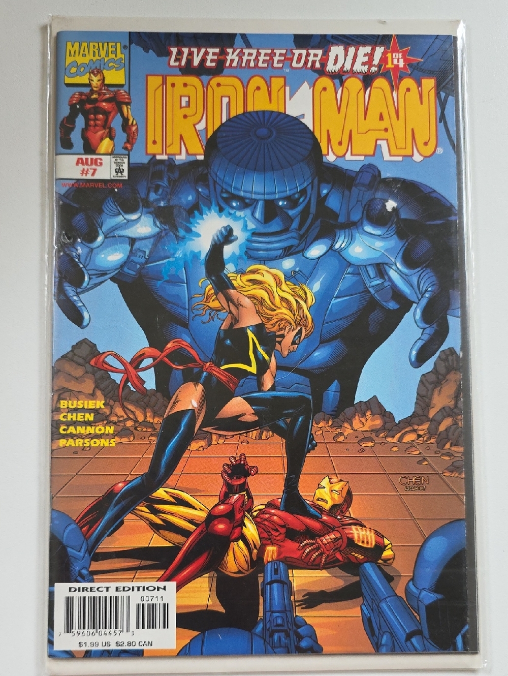 Marvel comic book titled Iron Man (Volume 3) #7, featuring the "Live Kree or Die